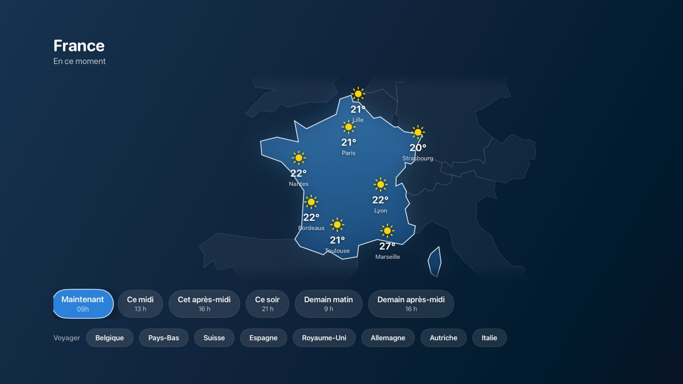 Bulletin météo de la France sur Apple TV